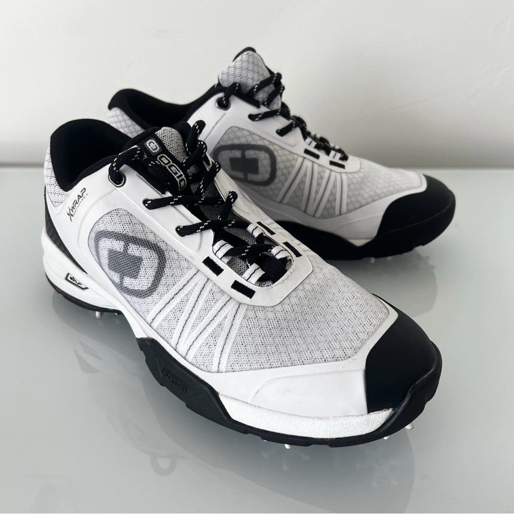 OGIO XWrap Foot Chassis Golf  Spiked Cleats Black and White Shoes